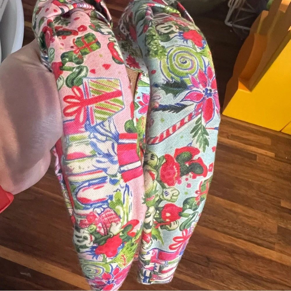 Disney Preppy Lilly Pulitzer Headbands Boutique Set of 2 Christmas Holiday - Picture 3 of 6